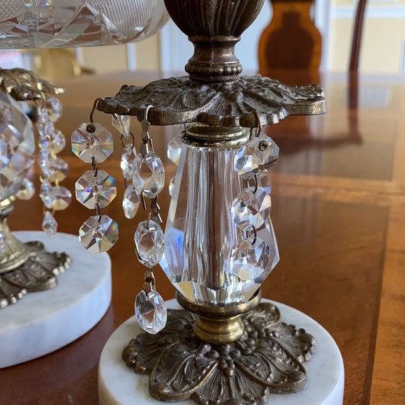 Marble and Crystal Candy Dish and Candle Holders - Picture 3 of 6